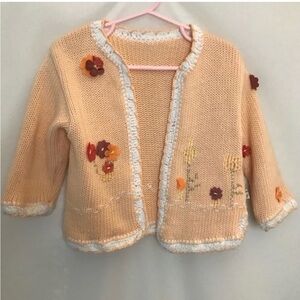 Girl’s Floral Knit Cardigan - Peach Size 3T
